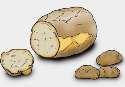 Ein dickes, rundes Kartoffelbrot. (Quelle: Angela Richter)