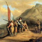 Ein altes Gemälde: Jan van Riebeeck, wie er in Südafrika gelandet ist. (Quelle: Charles Davidson Bell)