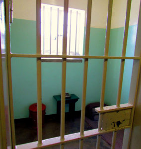 Im Gefängnis auf Robben Island: Die Zelle, in der Nelson Mandela gefangengehalten wurde. (