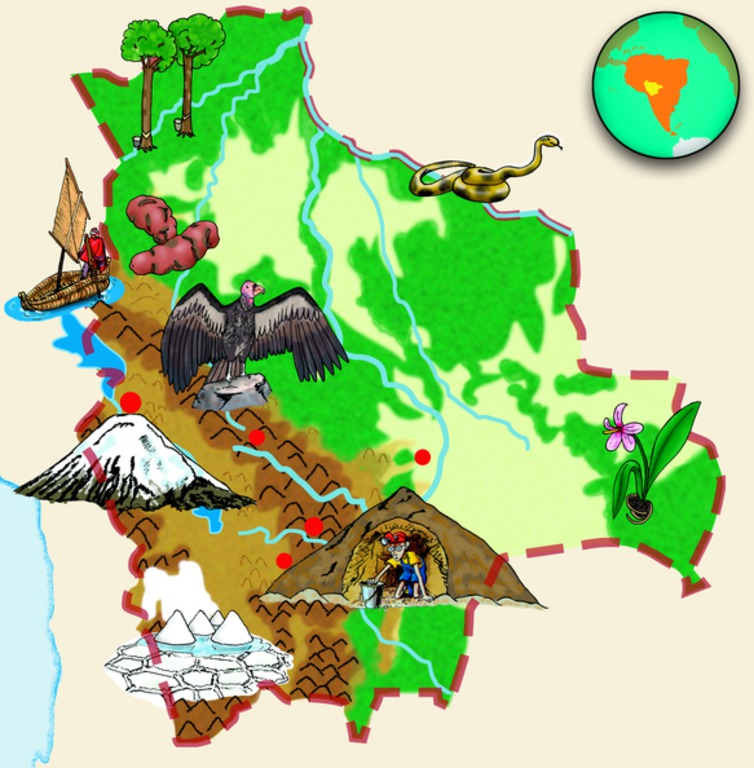 Bolivien-Landkarte. (Quelle: Angela Richter)