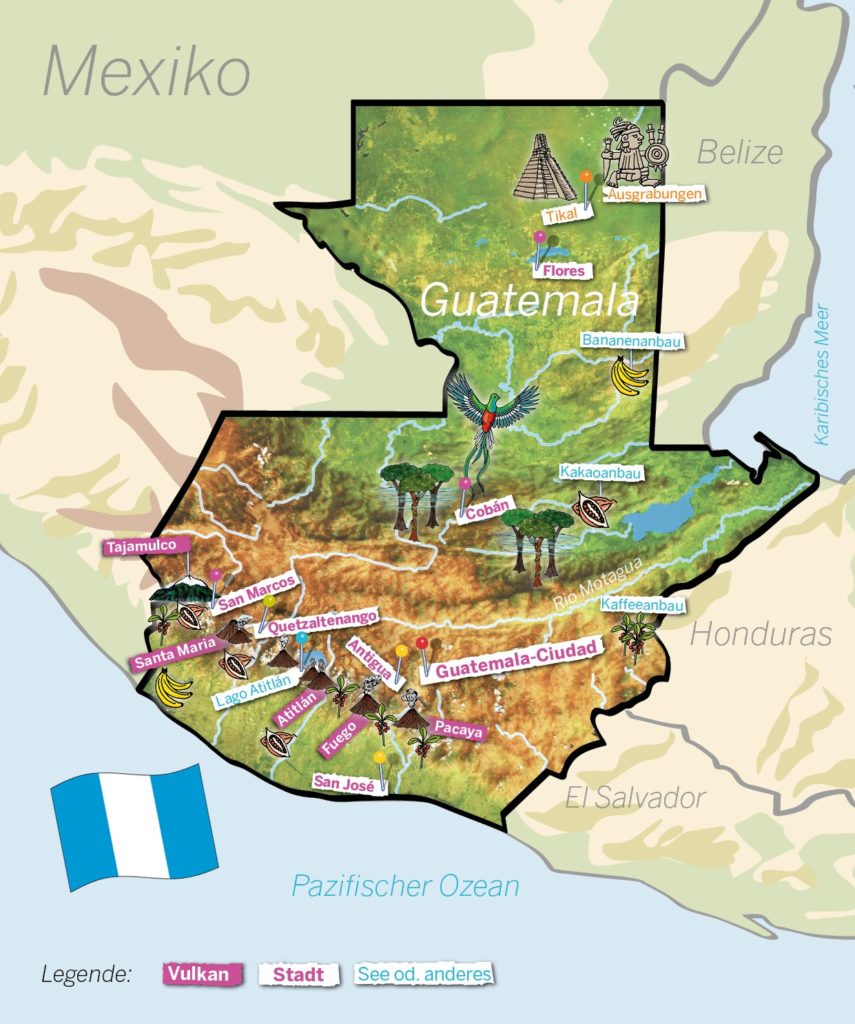 Guatemala-Landkarte. (Quelle: Angela Richter)