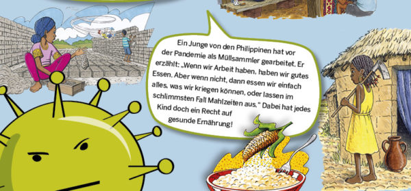 Comic mit Robinson und Zitaten von arbeitenden Kindern